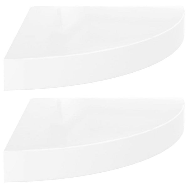 Phoebs Floating Corner Wall Shelf Set of 2, Gloss White Honeycomb, 10 Inch - BM339720