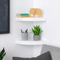 Phoebs Floating Corner Wall Shelf Set of 2, Gloss White Honeycomb, 10 Inch - BM339720