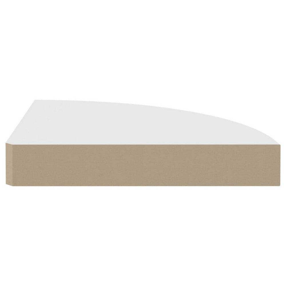 Phoebs Floating Corner Wall Shelf Set of 2, White Honeycomb, Rounded, 10 Inch - BM339721