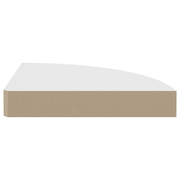 Phoebs Floating Corner Wall Shelf Set of 2, White Honeycomb, Rounded, 10 Inch - BM339721