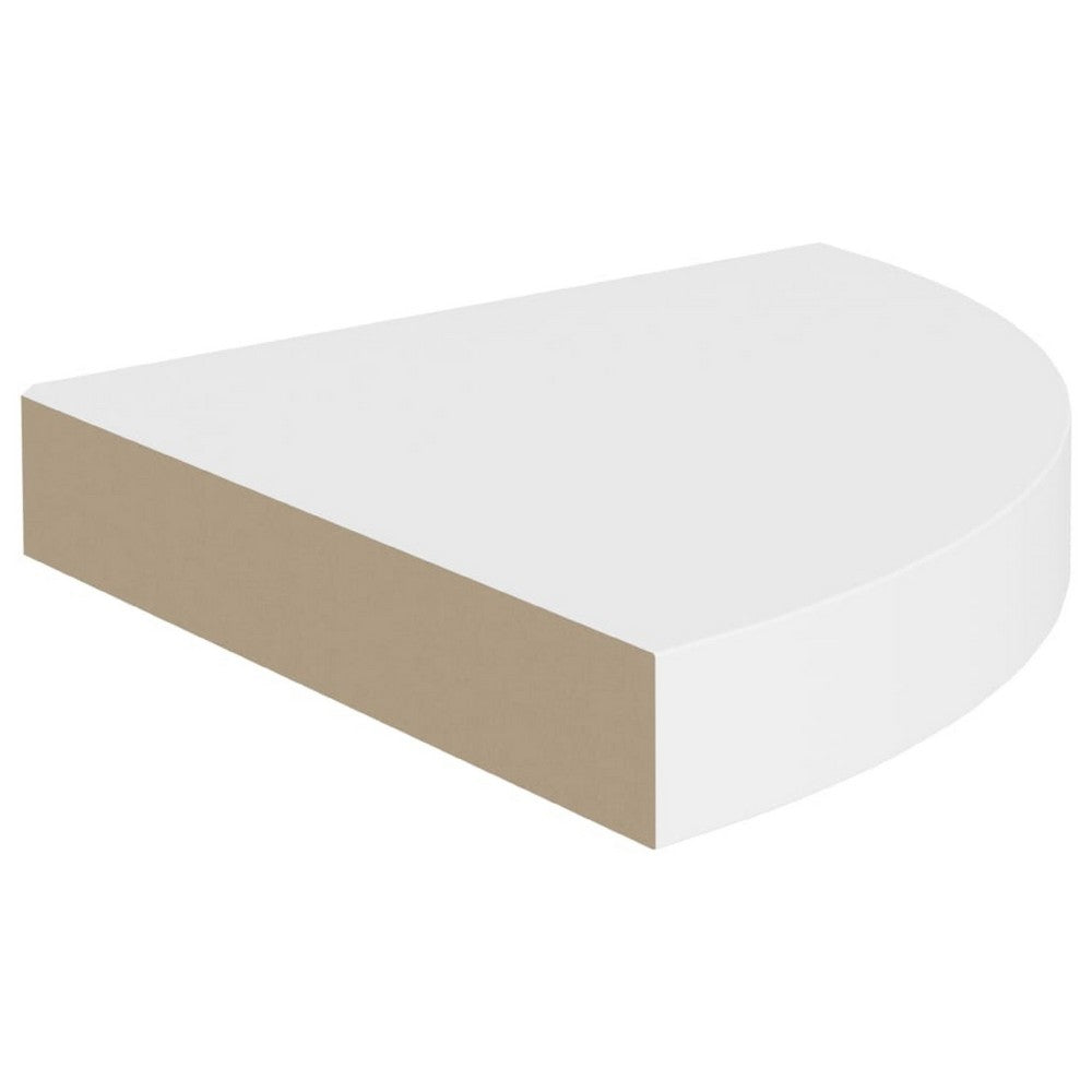 Phoebs Floating Corner Wall Shelf Set of 2, White Honeycomb, Rounded, 10 Inch - BM339721