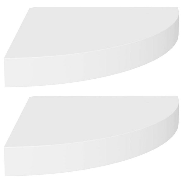 Phoebs Floating Corner Wall Shelf Set of 2, White Honeycomb, Rounded, 10 Inch - BM339721
