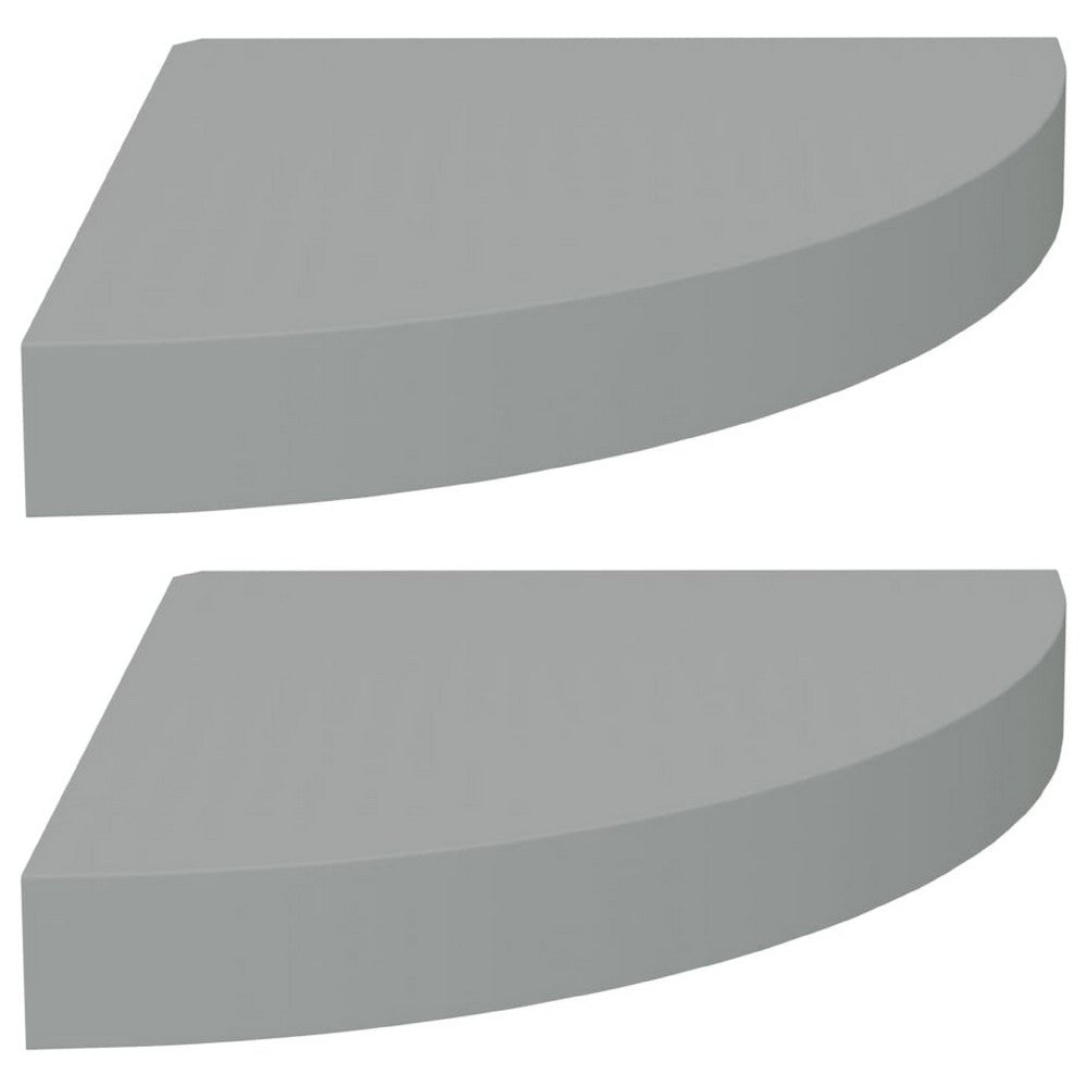Phoebs Floating Corner Wall-Shelf Set of 2, Gray Honeycomb, Rounded, 10 Inch - BM339722