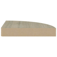Phoebs Floating Corner Wall-Shelf Set of 2, Brown Honeycomb, Rounded, 10 Inch - BM339723