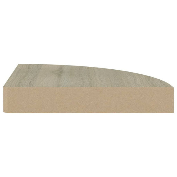 Phoebs Floating Corner Wall-Shelf Set of 2, Brown Honeycomb, Rounded, 10 Inch - BM339723