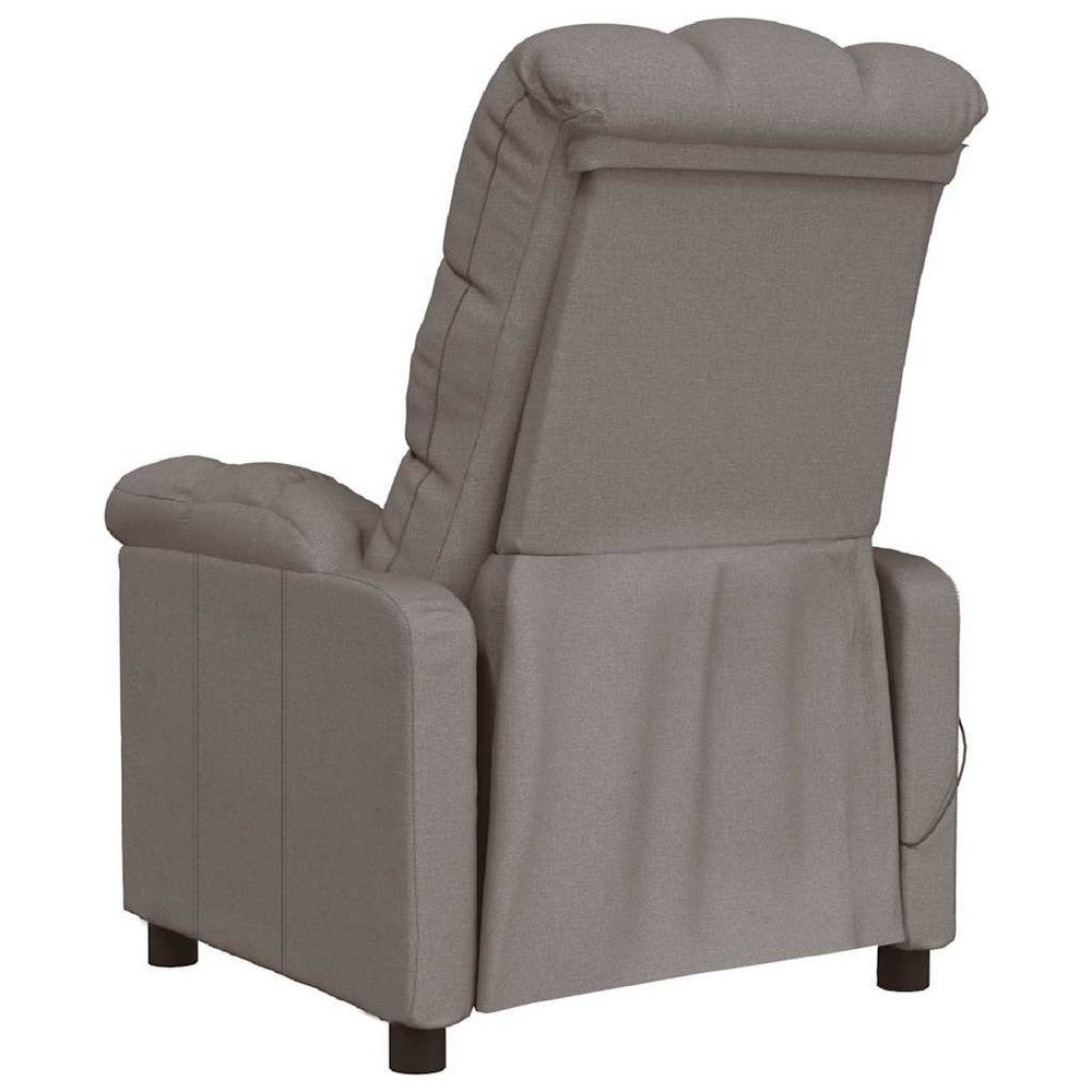 Dino Manual Recliner Massage Chair with Adjustable Headrests, Taupe Polyester - BM339725