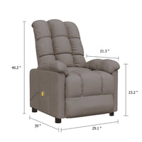 Dino Manual Recliner Massage Chair with Adjustable Headrests, Taupe Polyester - BM339725