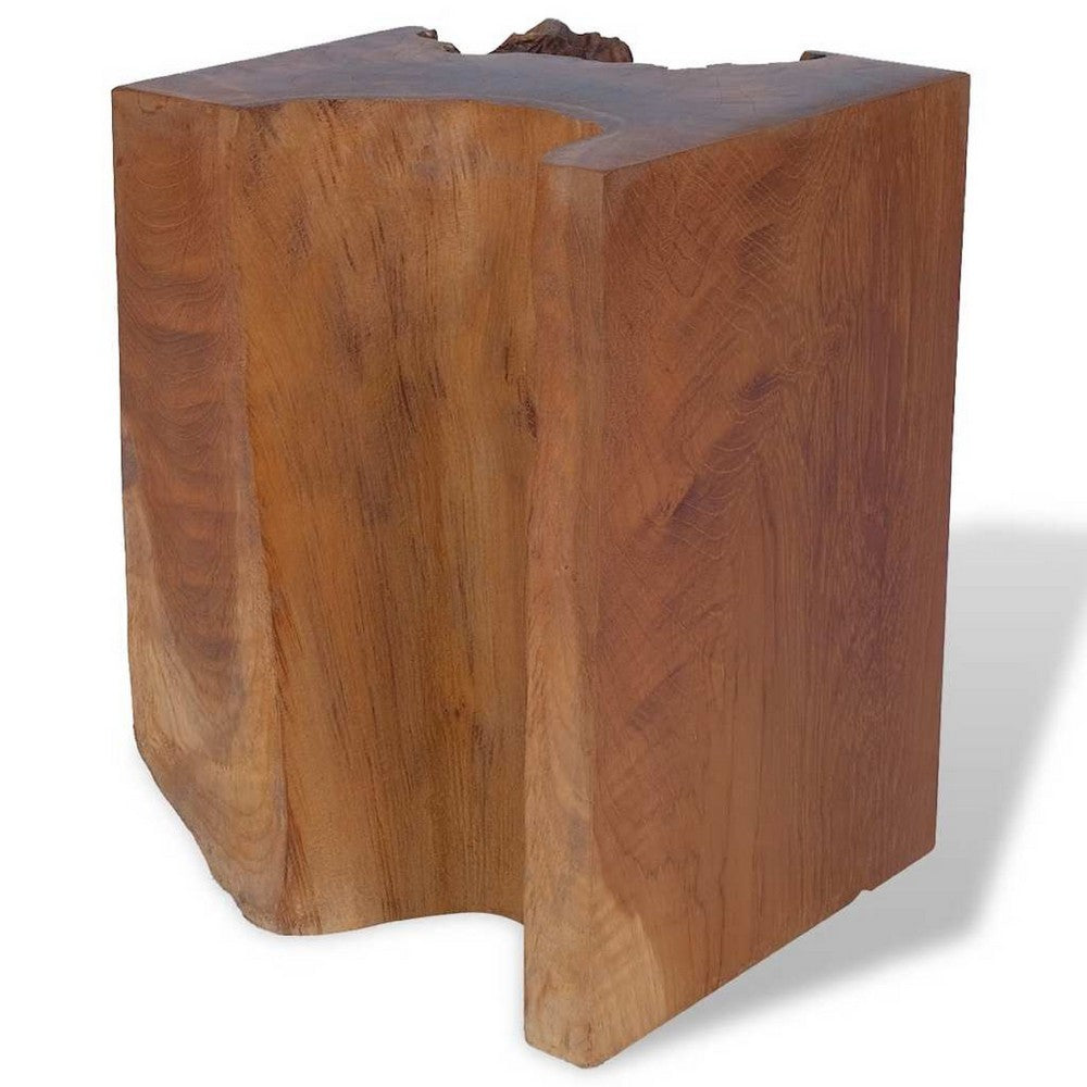 Georgy Outdoor Square Stool with Oiled Finish, Brown Solid Teak Wood - BM339726