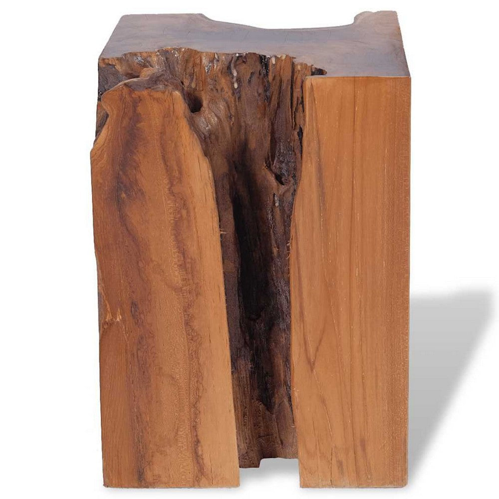 Georgy Outdoor Square Stool with Oiled Finish, Brown Solid Teak Wood - BM339726