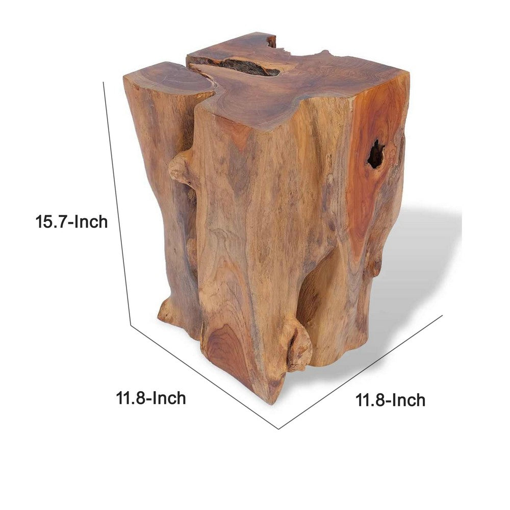 Georgy Outdoor Square Stool with Oiled Finish, Brown Solid Teak Wood - BM339726