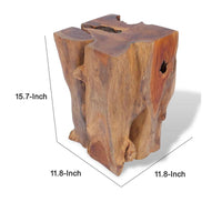 Georgy Outdoor Square Stool with Oiled Finish, Brown Solid Teak Wood - BM339726