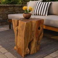 Georgy Outdoor Square Stool with Oiled Finish, Brown Solid Teak Wood - BM339726