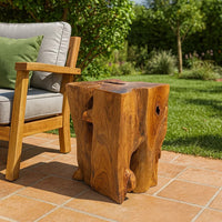 Georgy Outdoor Square Stool with Oiled Finish, Brown Solid Teak Wood - BM339726