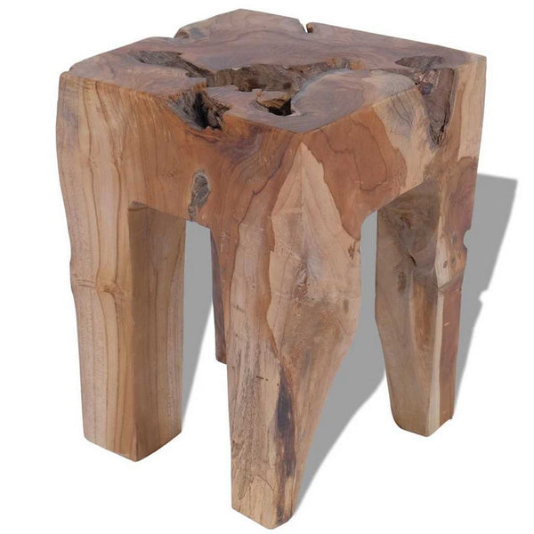 Dusty Outdoor Stool, Square Shaped Design, Brown Solid Teak Wood - BM339727