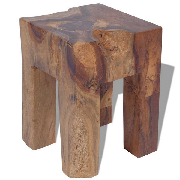 Dusty Outdoor Stool, Square Shaped Design, Brown Solid Teak Wood - BM339727