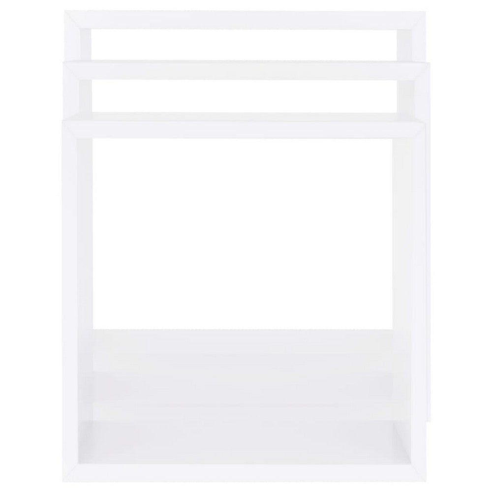 Monny Wall Mounted Shelf Set of 3, Cube Design, White Wood Frame, 9,10,12 Inch  - BM339729