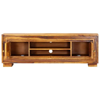 Fenny TV Stand Media Cabinet with 2 Doors, Brown Solid Wood, 24 Inch - BM339730