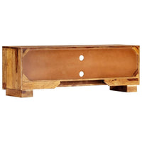 Fenny TV Stand Media Cabinet with 2 Doors, Brown Solid Wood, 24 Inch - BM339730