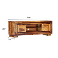 Fenny TV Stand Media Cabinet with 2 Doors, Brown Solid Wood, 24 Inch - BM339730