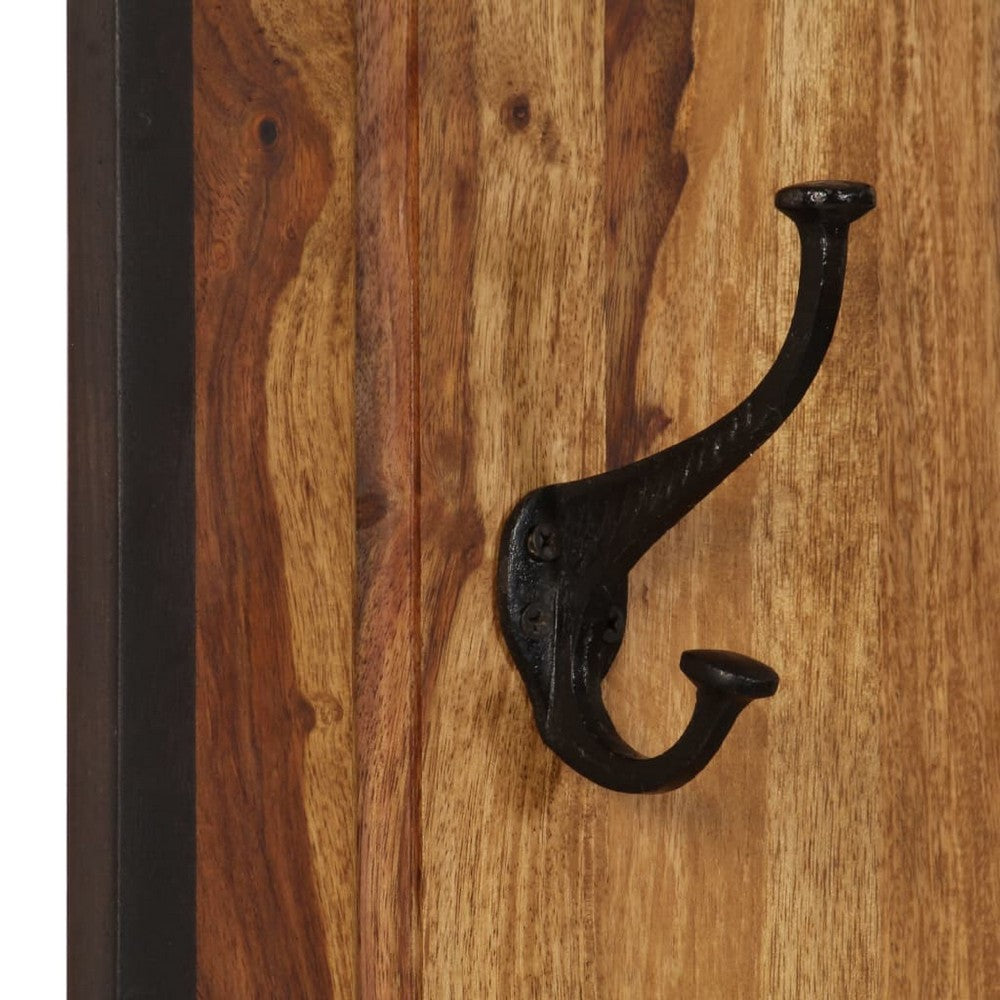Dough Set of 2 Wall Mounted Coat Racks with 8 Hooks, Brown Sheesham Wood - BM339732