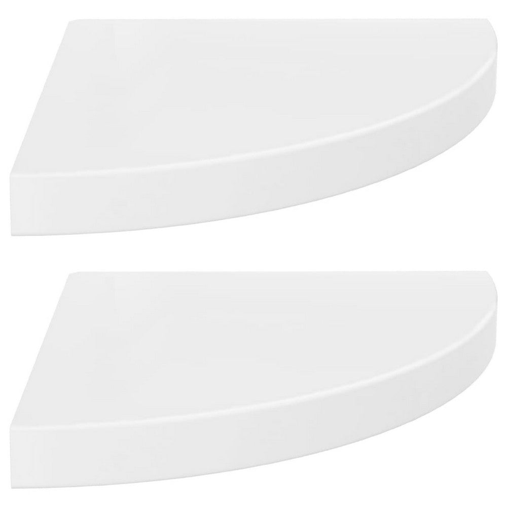 Phoebs Corner Wall-Shelf Set of 2, White Honeycomb, Metal Accents, 14 Inch - BM339734