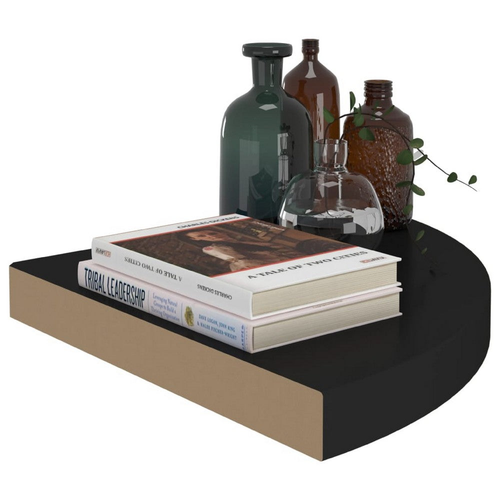 Phoebs Corner Wall- Mounted Shelf, Black Honeycomb, Metal Accents, 14 Inch - BM339736