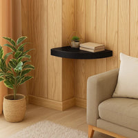 Phoebs Corner Wall- Mounted Shelf, Black Honeycomb, Metal Accents, 14 Inch - BM339736