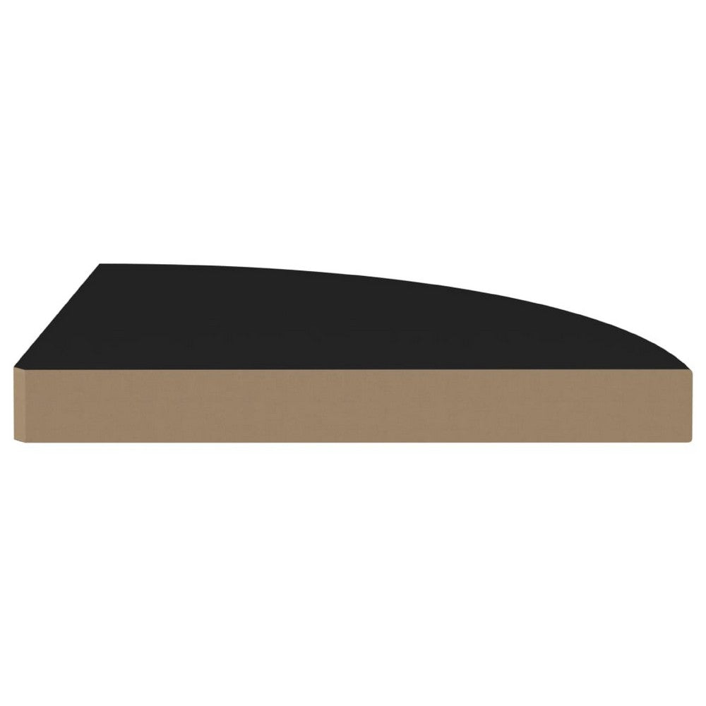 Phoebs Corner Wall-Shelf Set of 2, Black Honeycomb, Metal Accents, 14 Inch - BM339737