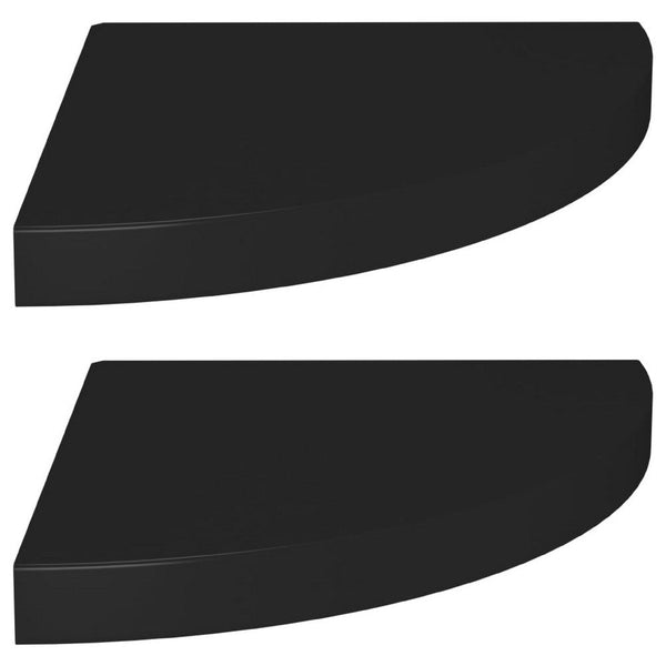 Phoebs Corner Wall-Shelf Set of 2, Black Honeycomb, Metal Accents, 14 Inch - BM339737