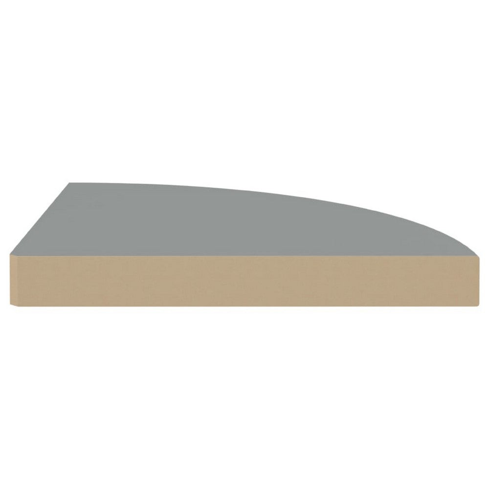Phoebs Triangular Wall Corner Shelf, Gray Honeycomb, Metal Accents, 14 Inch - BM339738