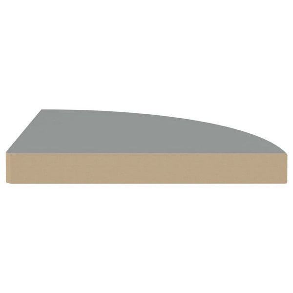 Phoebs Triangular Wall Corner Shelf, Gray Honeycomb, Metal Accents, 14 Inch - BM339738