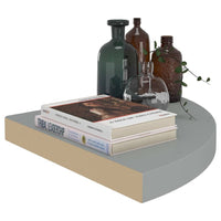 Phoebs Triangular Wall Corner Shelf, Gray Honeycomb, Metal Accents, 14 Inch - BM339738