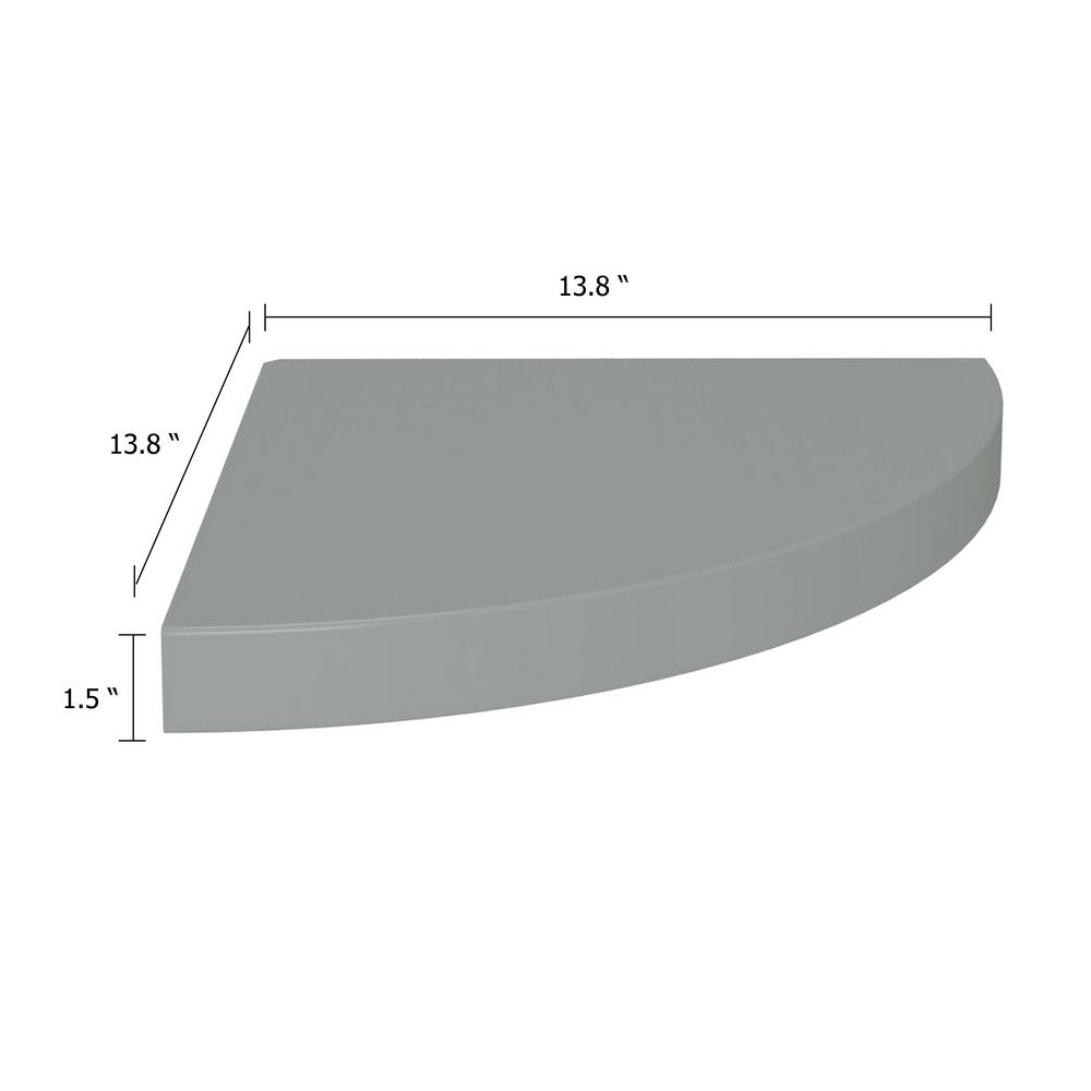 Phoebs Triangular Wall Corner Shelf, Gray Honeycomb, Metal Accents, 14 Inch - BM339738