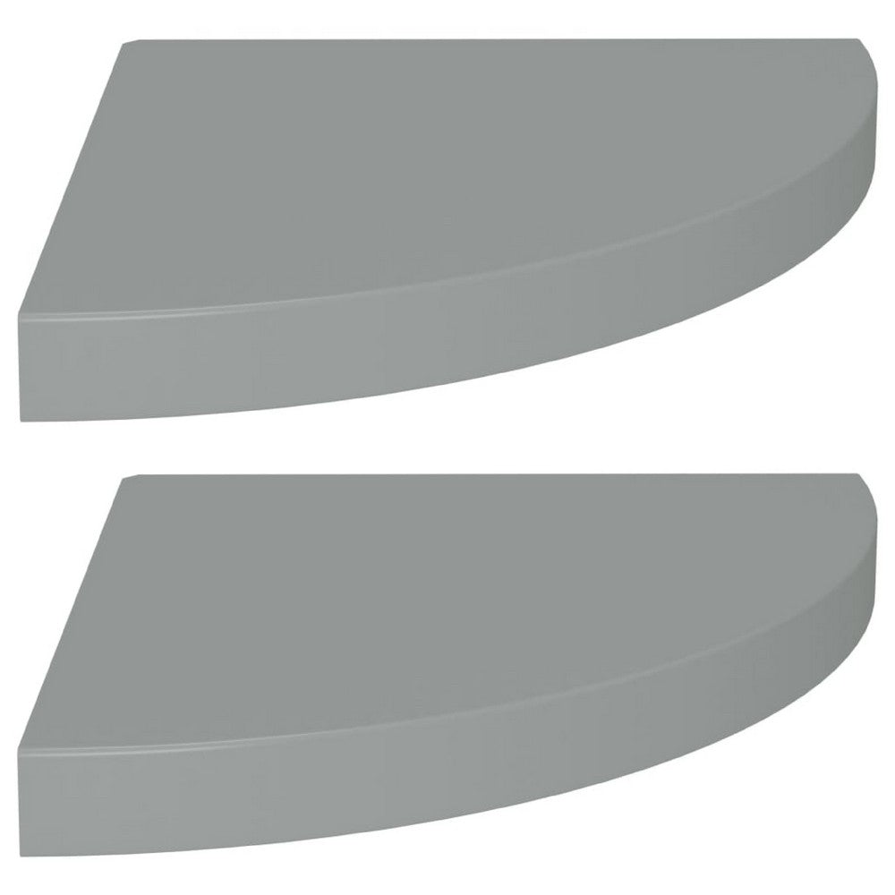 Phoebs Corner Wall-Shelf Set of 2, Gray Honeycomb, Metal Accents, 14 Inch - BM339739