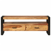 Adrin TV Stand Media Cabinet, Steel, 42 Inch Black Brown Solid Wood - BM339741