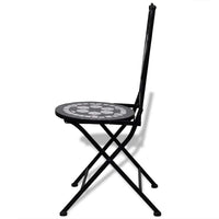 Azzy Outdoor Side Dining Chair Set of 2, Steel Black White Geometric Ceramic - BM339742