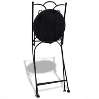 Azzy Outdoor Side Dining Chair Set of 2, Steel Black White Geometric Ceramic - BM339742