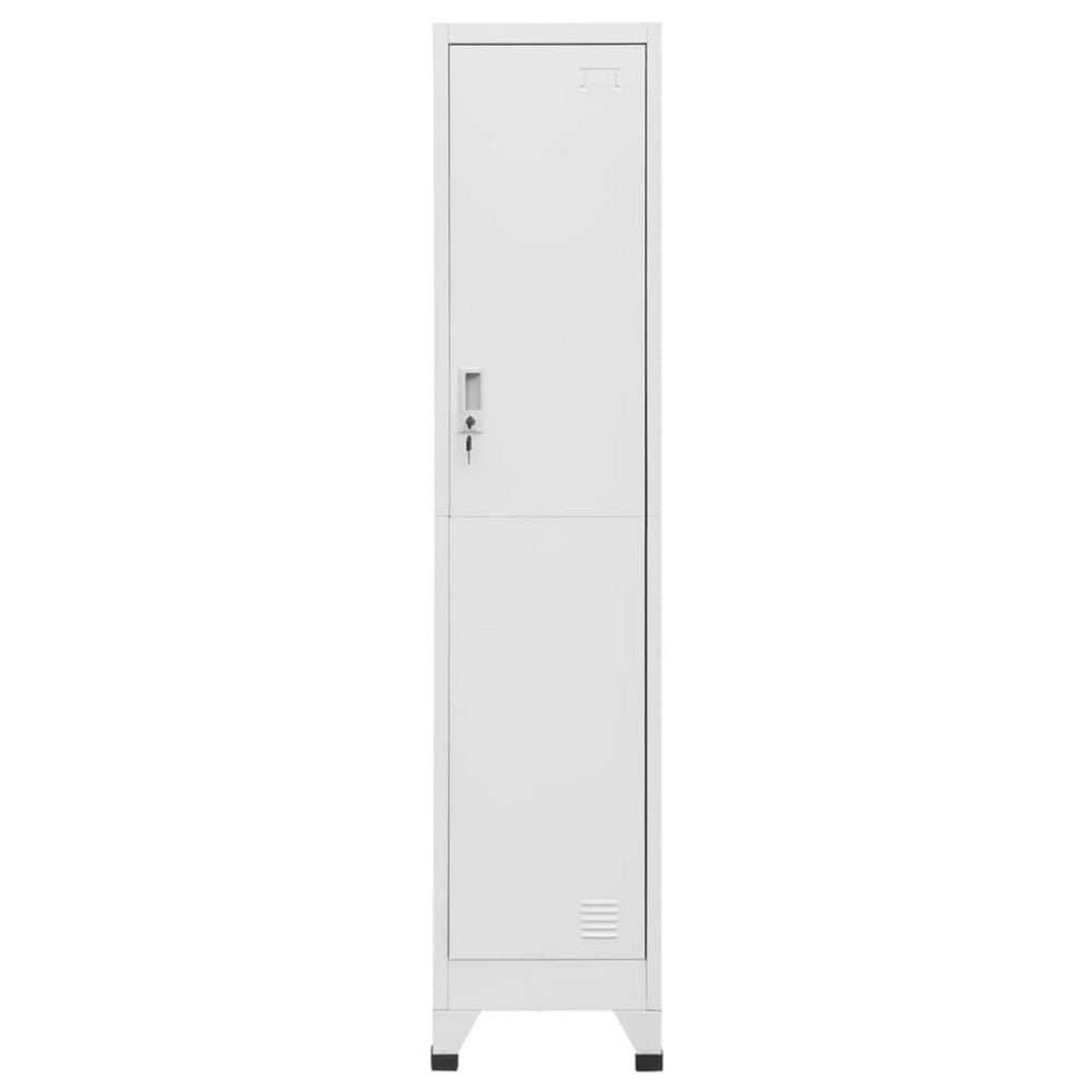 Sonia Rectangular Locker Cabinet with Shelf, Hanging Bar, Gray Steel - BM339743