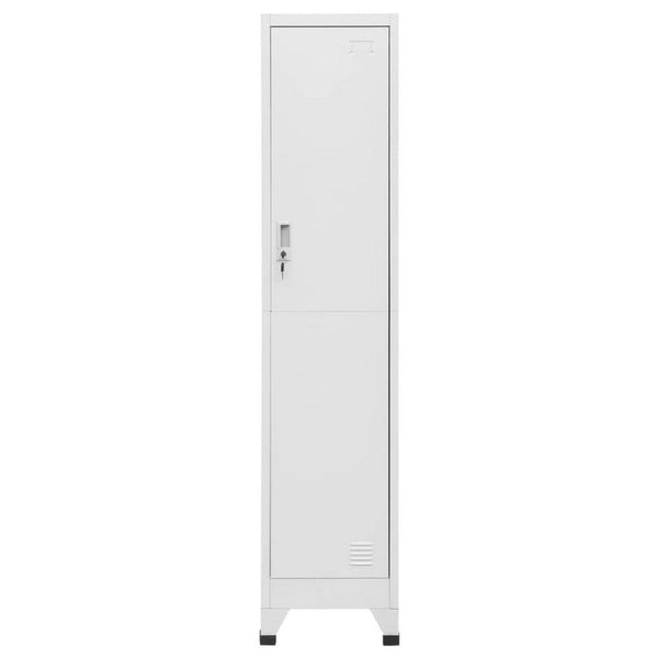 Sonia Rectangular Locker Cabinet with Shelf, Hanging Bar, Gray Steel - BM339743