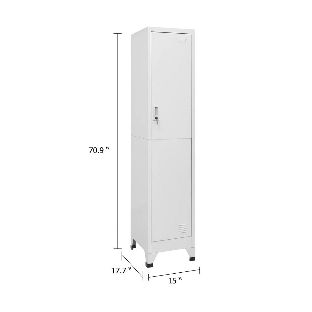 Sonia Rectangular Locker Cabinet with Shelf, Hanging Bar, Gray Steel - BM339743