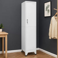 Sonia Rectangular Locker Cabinet with Shelf, Hanging Bar, Gray Steel - BM339743