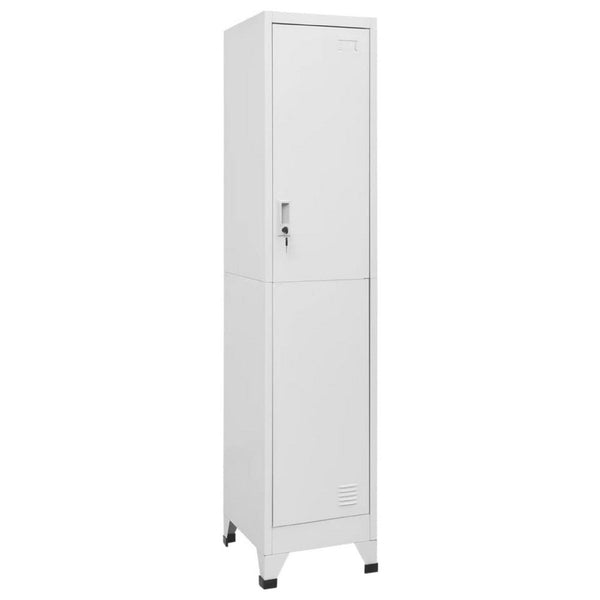 Sonia Rectangular Locker Cabinet with Shelf, Hanging Bar, Gray Steel - BM339743