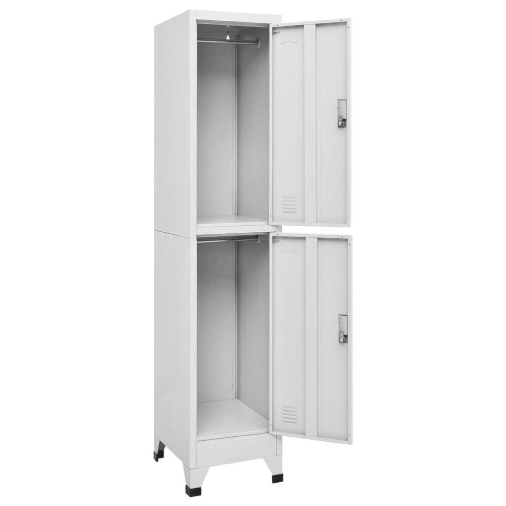 Sonia Rectangular Locker Cabinet with 2 Lockable Doors, Gray Steel - BM339744