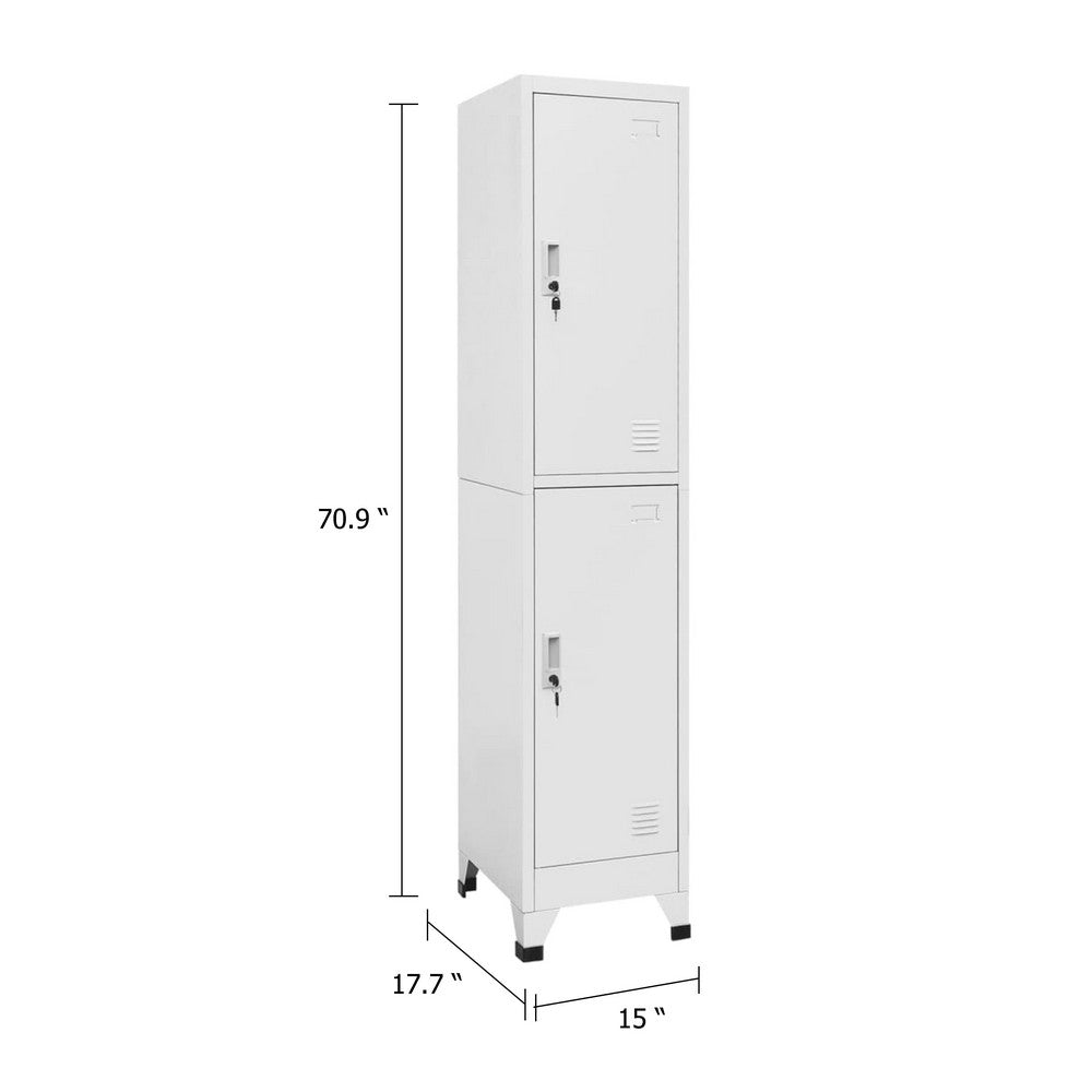 Sonia Rectangular Locker Cabinet with 2 Lockable Doors, Gray Steel - BM339744