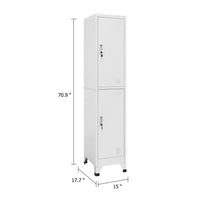 Sonia Rectangular Locker Cabinet with 2 Lockable Doors, Gray Steel - BM339744