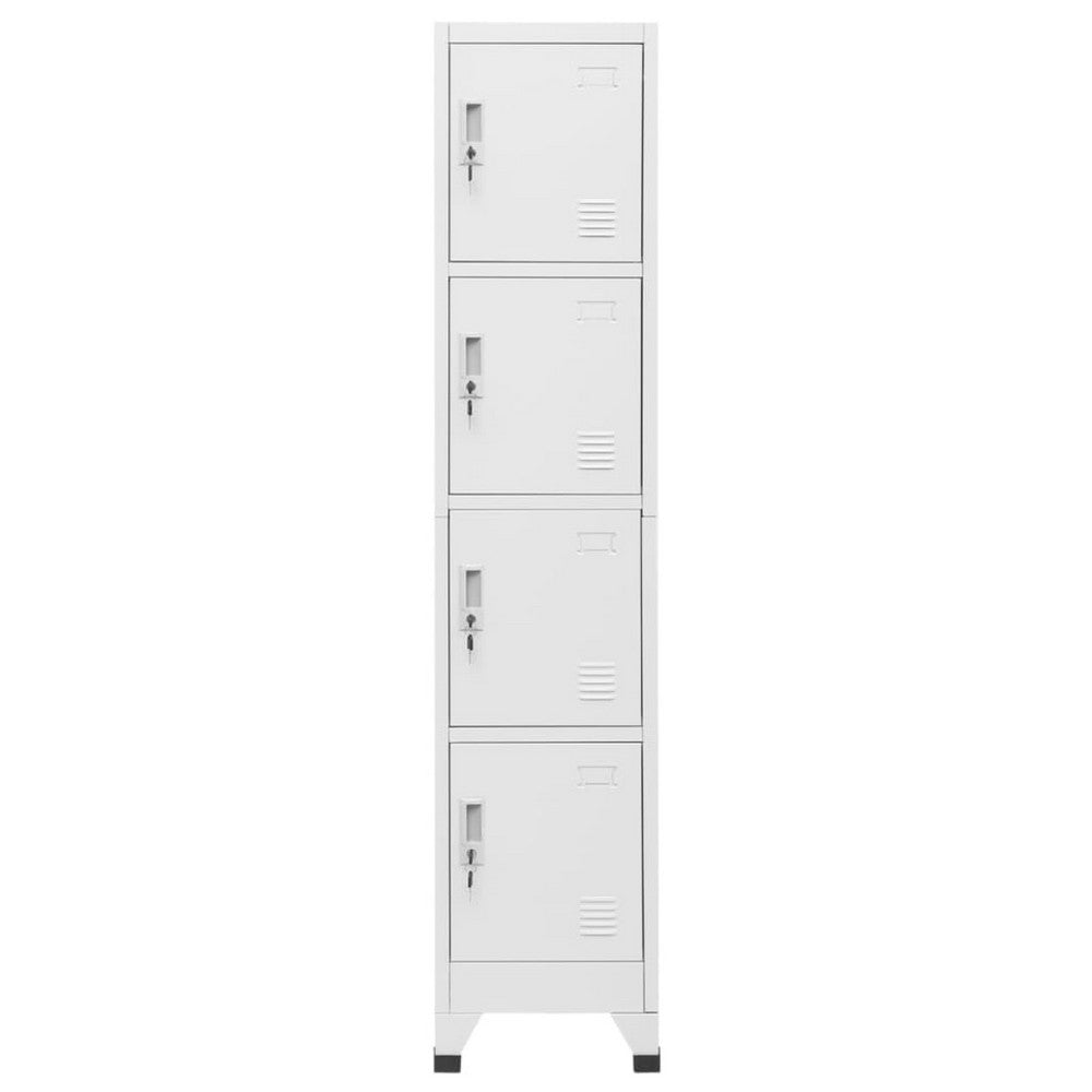 Sonia Rectangle Locker Cabinet, 4 Doors, Industrial Design, Gray Steel - BM339745