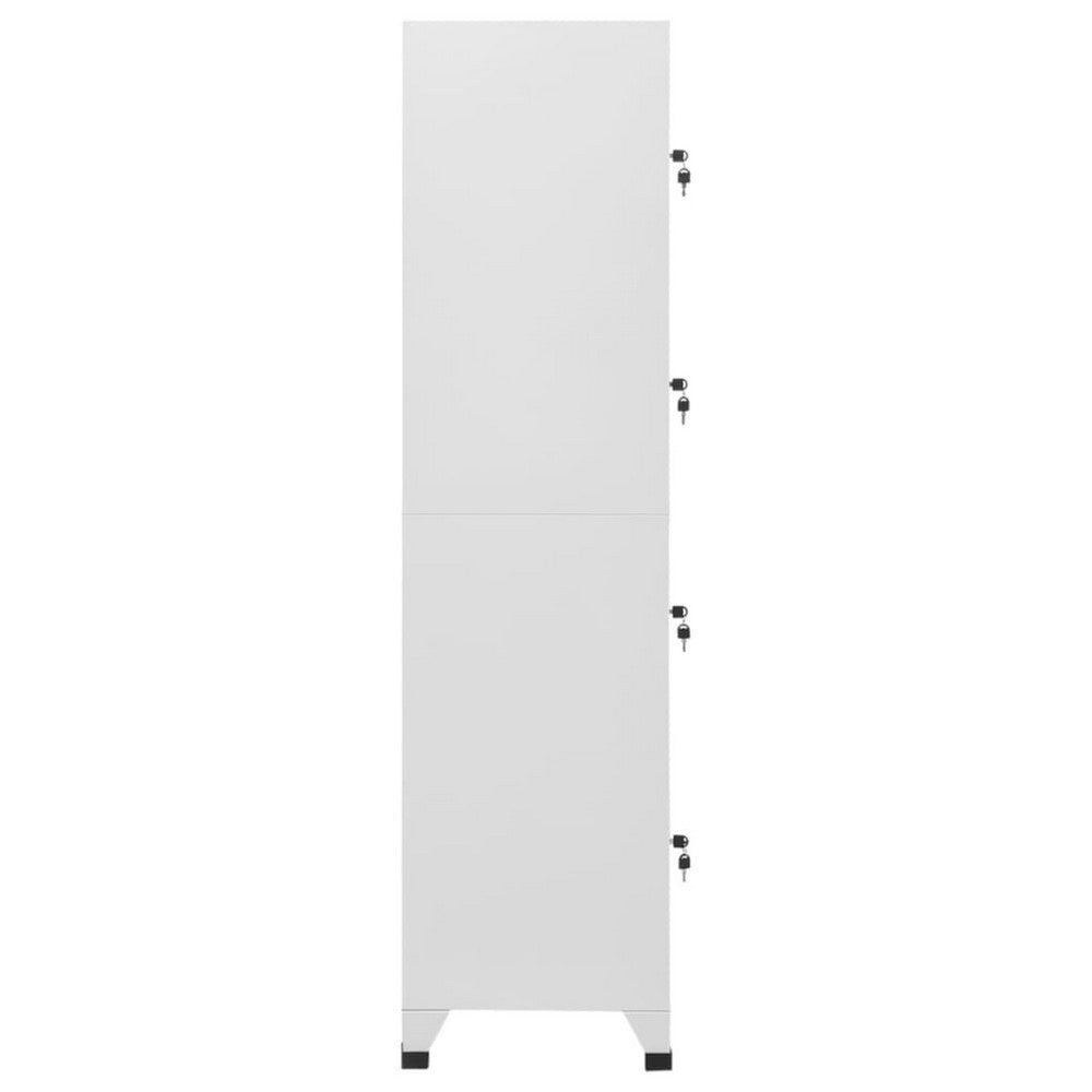 Sonia Rectangle Locker Cabinet, 4 Doors, Industrial Design, Gray Steel - BM339745
