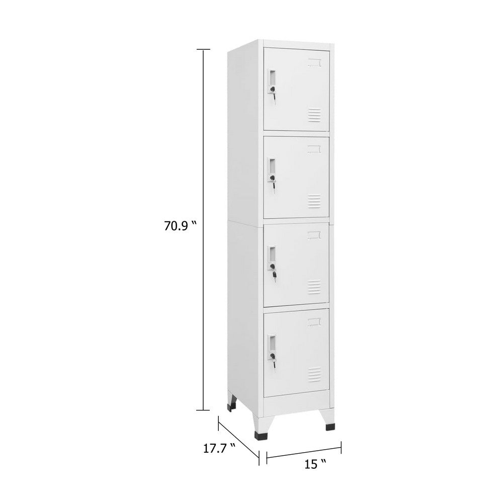Sonia Rectangle Locker Cabinet, 4 Doors, Industrial Design, Gray Steel - BM339745