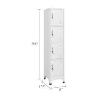 Sonia Rectangle Locker Cabinet, 4 Doors, Industrial Design, Gray Steel - BM339745