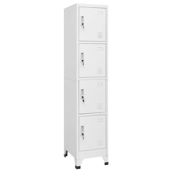 Sonia Rectangle Locker Cabinet, 4 Doors, Industrial Design, Gray Steel - BM339745
